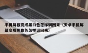 手机屏幕变成黑白色怎样调回来（安卓手机屏幕变成黑白色怎样调回来）