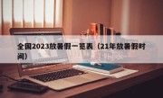 全国2023放暑假一览表（21年放暑假时间）