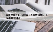 百家姓排名1一100名（百家姓排名1一100名最新排名）